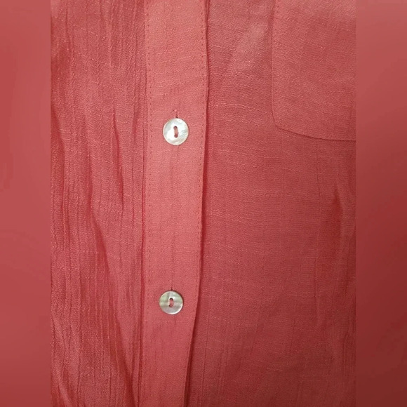Coral button down blouse with front tie size small by Zac & Rachel - Picture 4 of 6